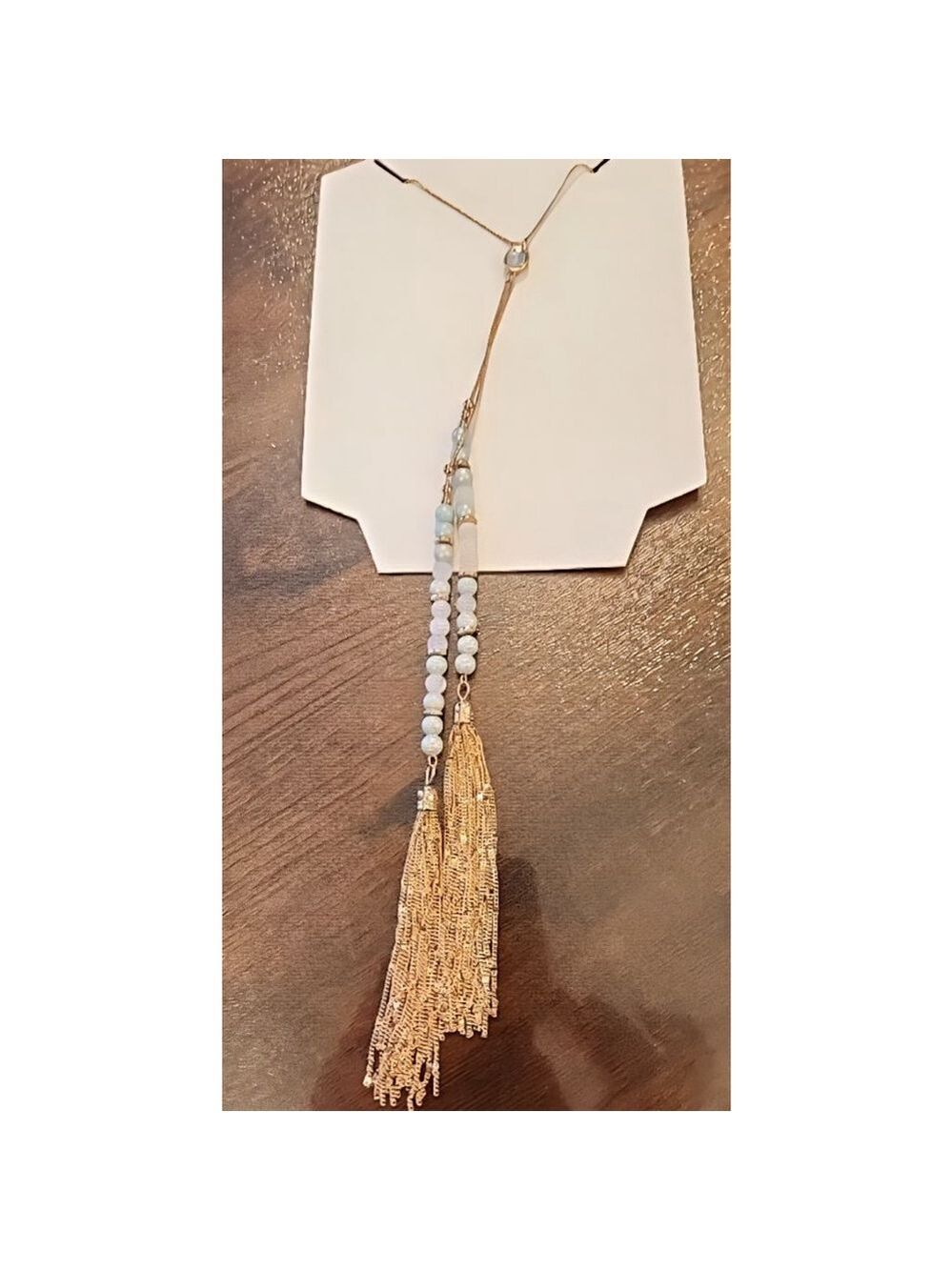 Romolo Mint Beaded Tassel Necklace - Picture 6 of 11